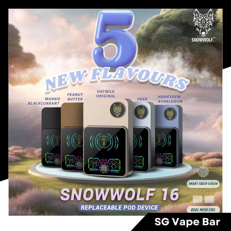 SNOWWOLF-16K-5-NEW-Flavors-_MANGO-BLACKCURRANT_-_PEANUT-BUTTER_-_OAT-MILK-ORIGINAL_-_PEAR_-_HONEYDEW-BUBBLEGUM_-SG-Vape-Bar