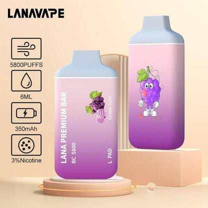 SGVape-LANA-PREMIUM-BAR-5800-PUFFS-GRAPE-GUM-Sg-Vape-Bar